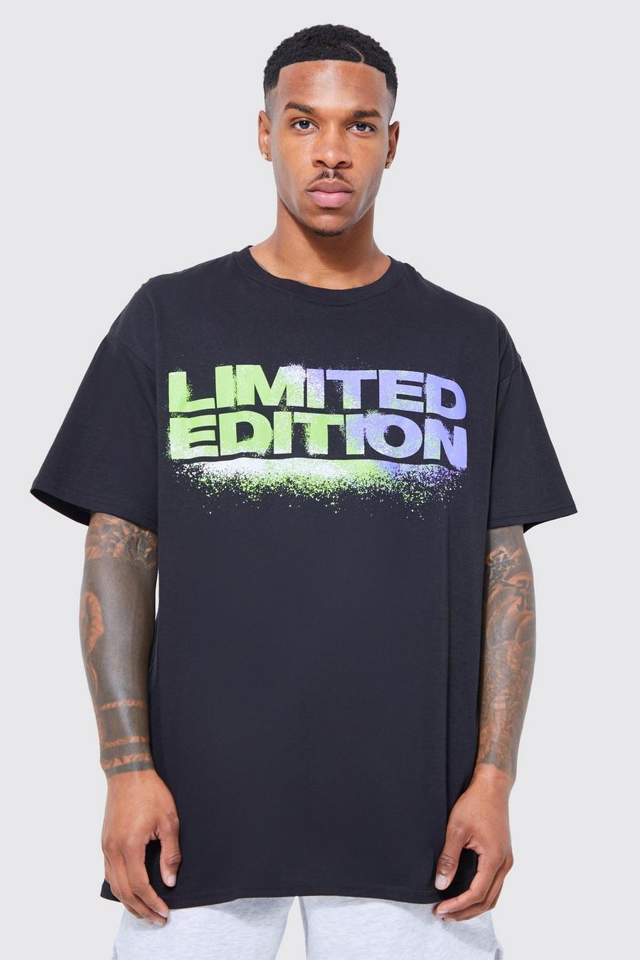 Men's Overized Limited Edition Spray Affect T-shirt | Boohoo UK