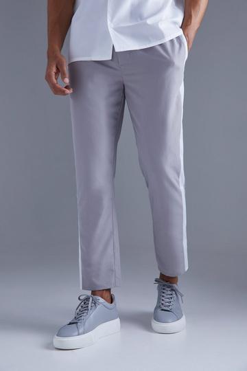 Elasticated Waist Tapered Side Stripe Trouser grey