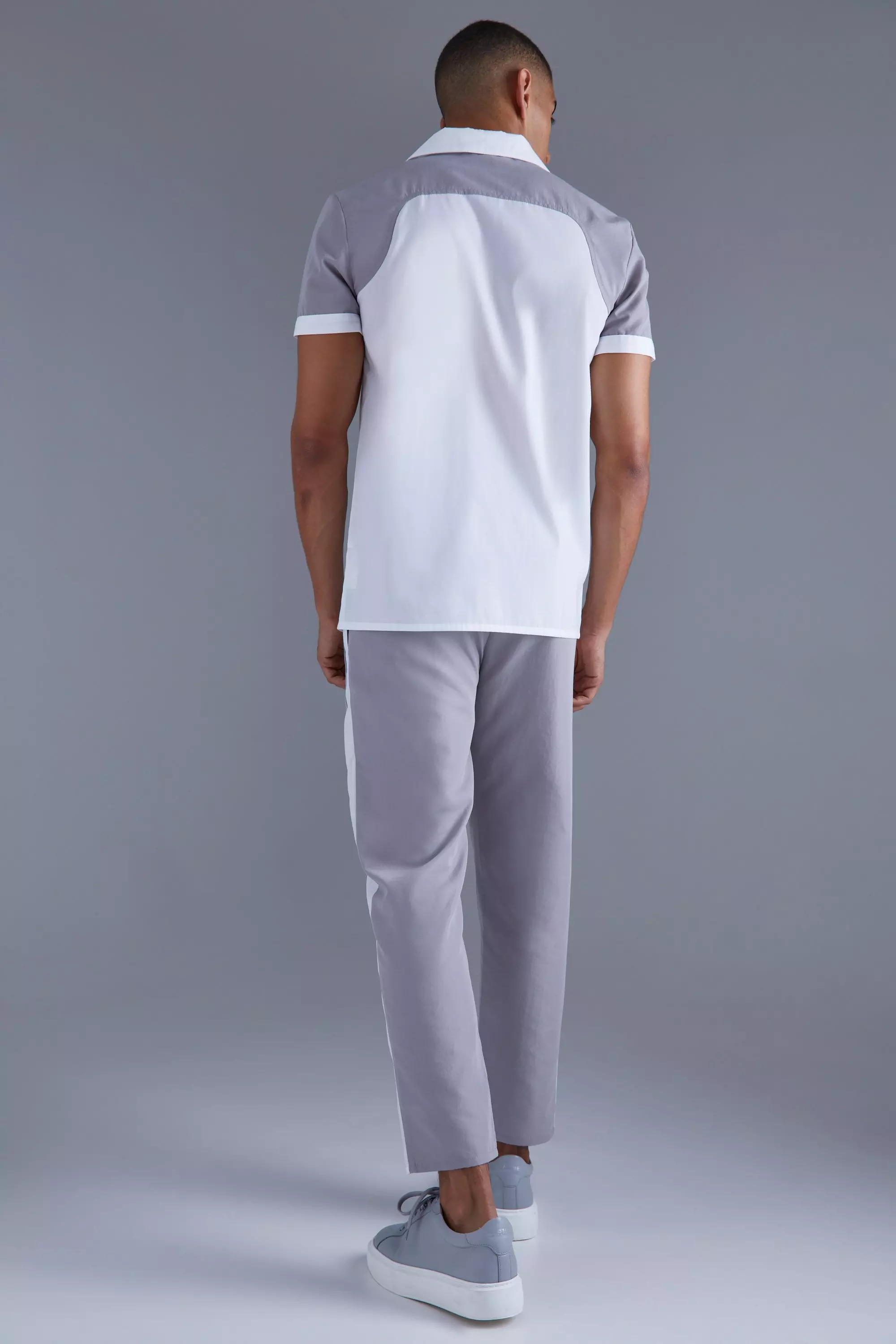 Grey Elasticated Waist Tapered Side Stripe Trouser alternative image