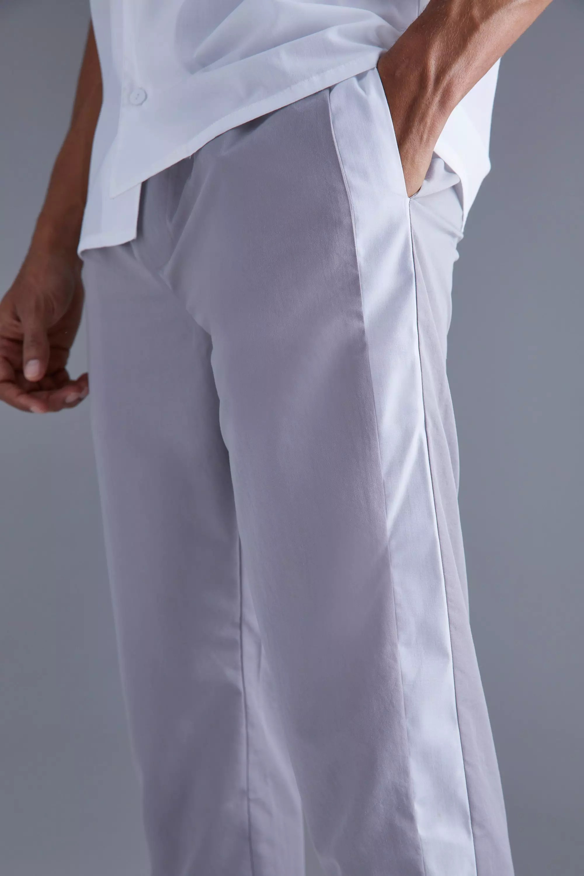 Grey Elasticated Waist Tapered Side Stripe Trouser alternative image