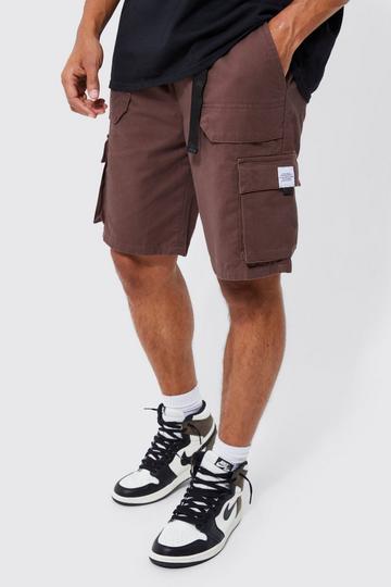 Elasticated Relaxed Cargo Short With Tab chocolate