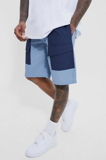 Elasticated Waist Technical Stretch Comfort Cargo Short blue