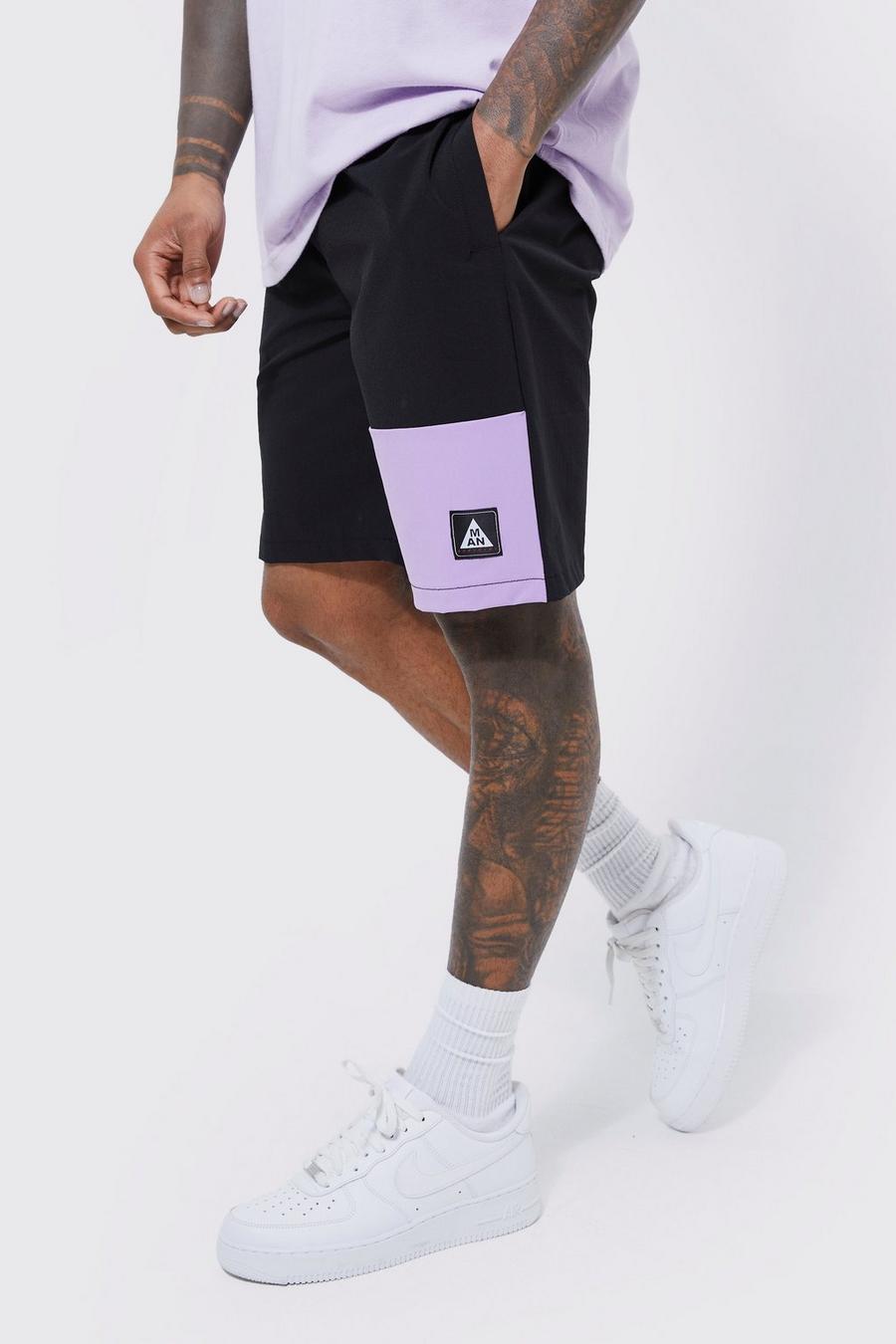 Pantalón corto cargo elástico ligero cómodo, Purple morado