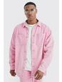 Pink Oversize långärmad skjorta i manchester med stentvättad effekt