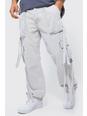 Ice grey Relaxed Strap Detail Acid Wash Corduroy Trousers