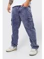 Navy Relaxed Acid Wash Cord Carpenter Trousers