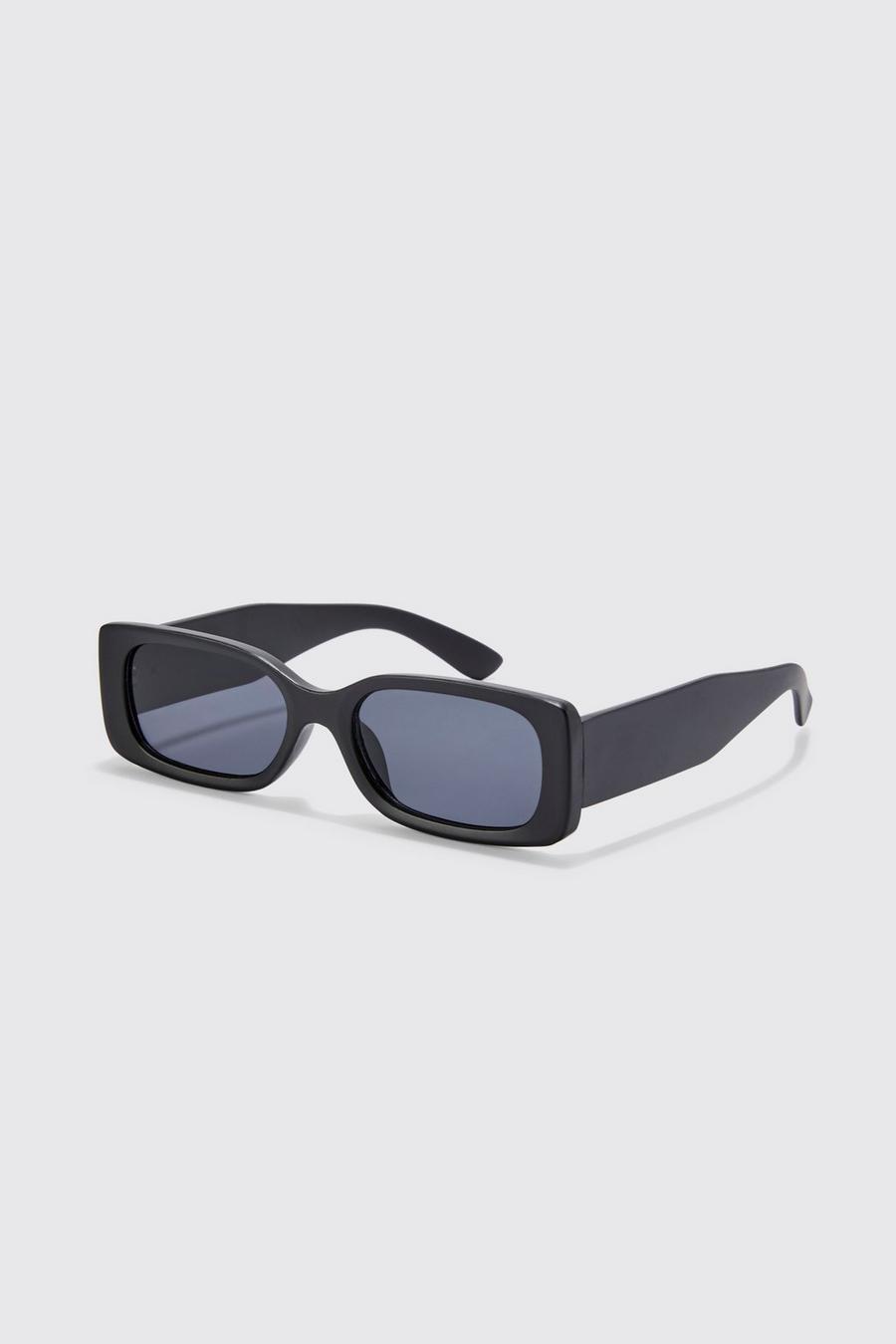 Black Rektangulära solglasögon med matt finish