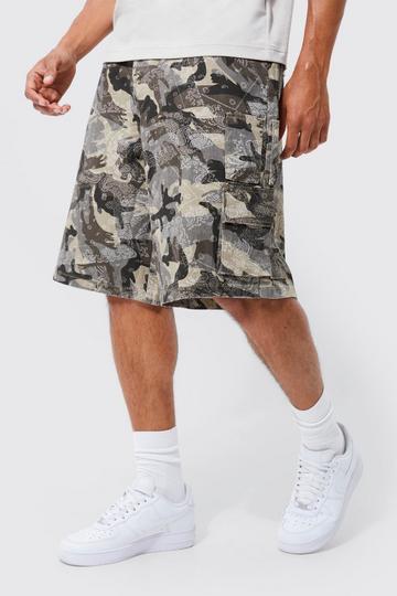 Fixed Parachute Camo Bandana Cargo Short light grey