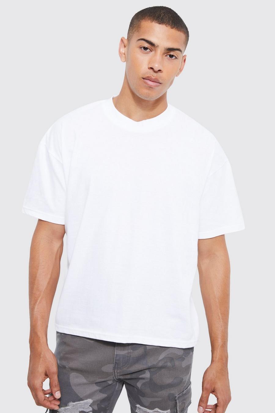 White T-shirt med hög halsmudd image number 1