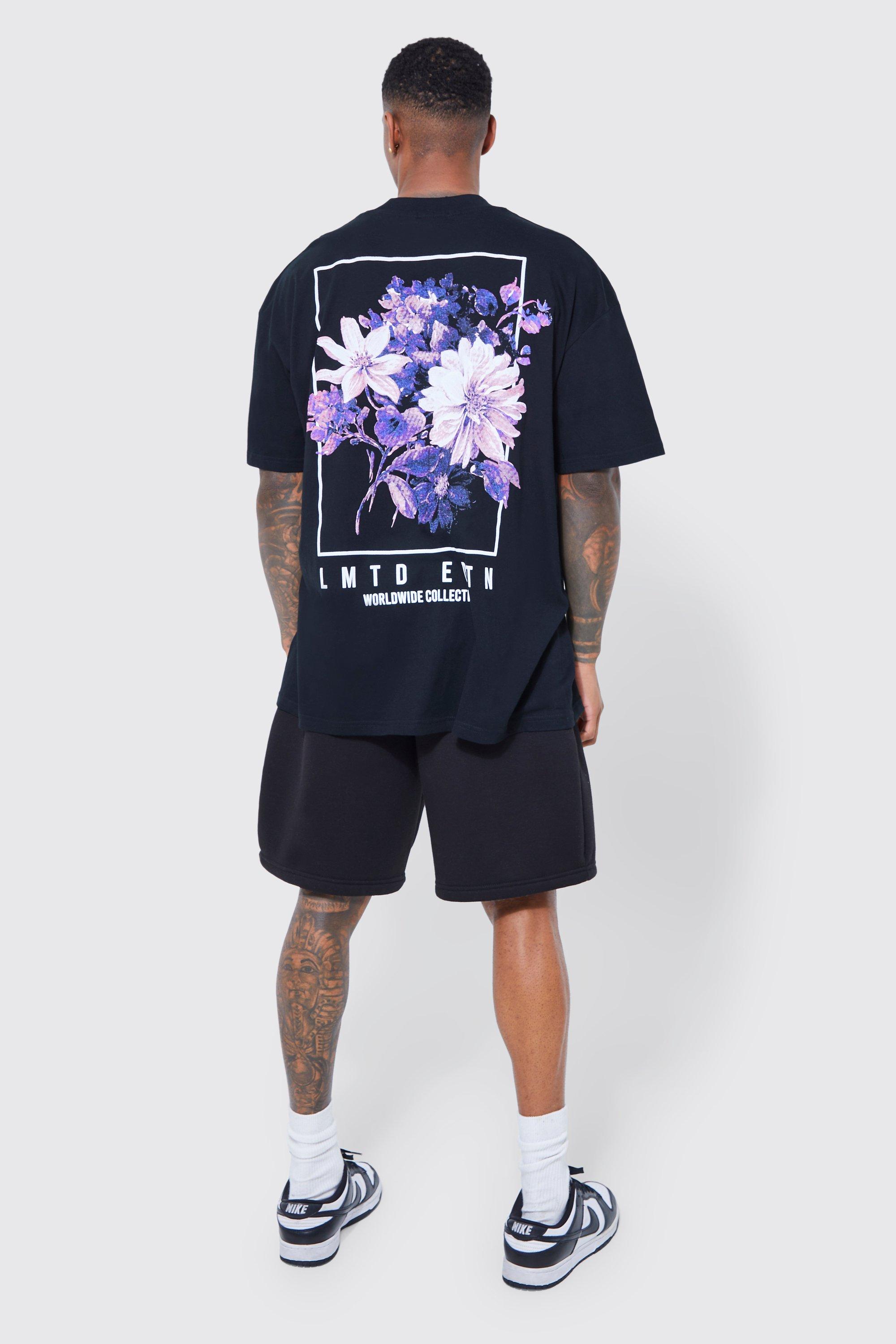 Oversized Floral Back Graphic T-shirt