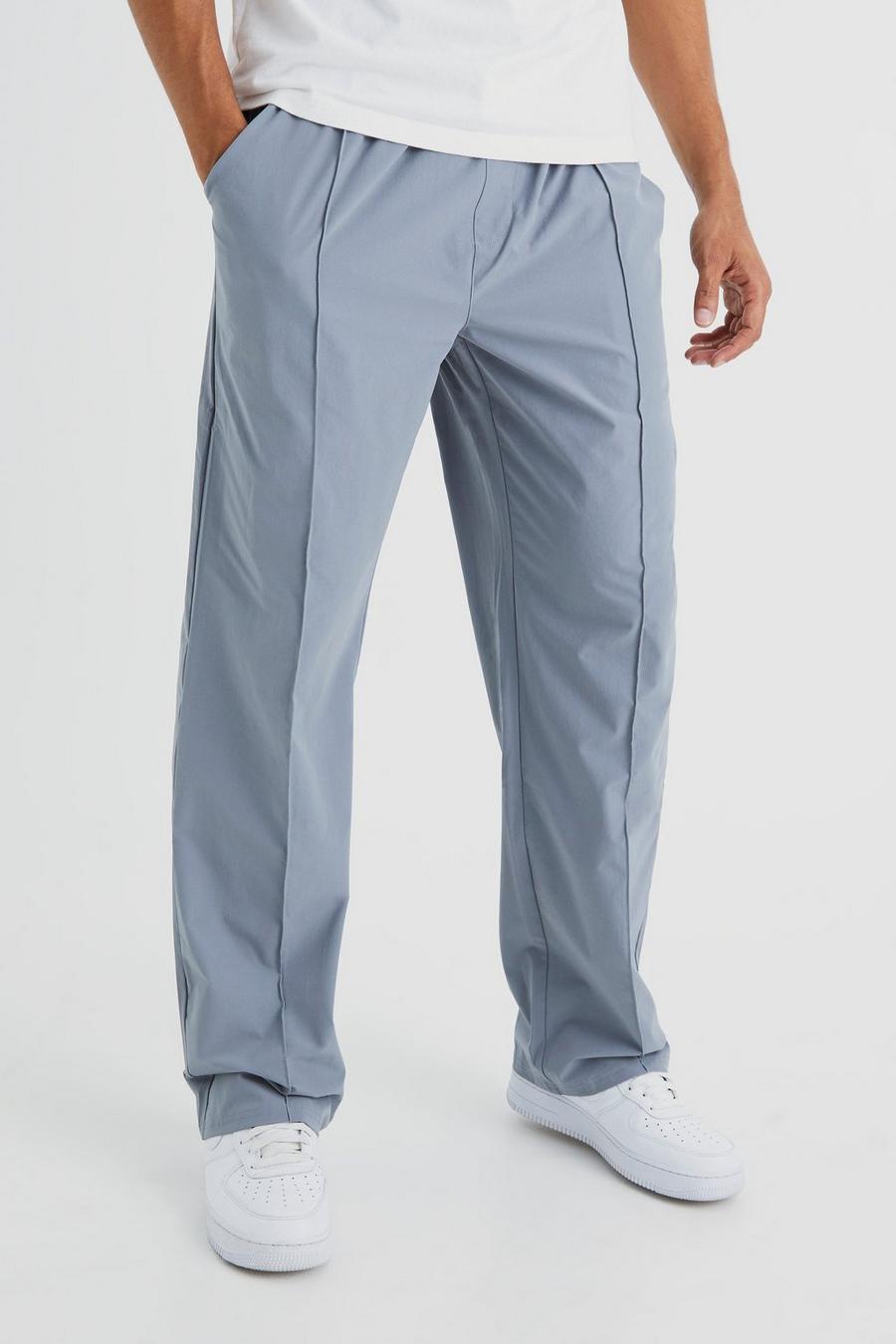 Light grey Elasticated Waist Technical Stretch Relaxed Pintuck Trouser image number 1