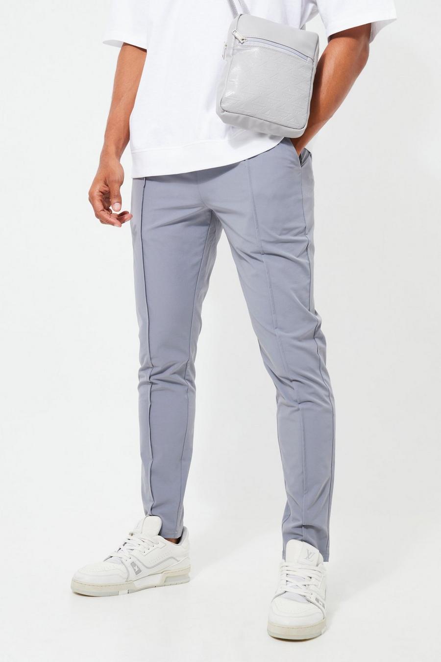Pantalón pitillo elástico ligero con alforza, Light grey