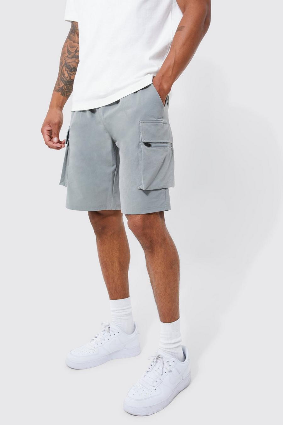 Short cargo ample léger à taille élastique, Sage