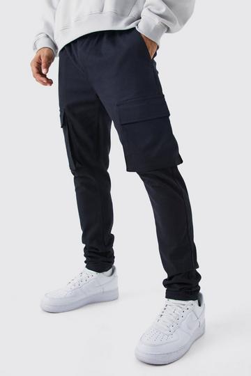 Black Elastic Waist Skinny Fit Cargo Trouser