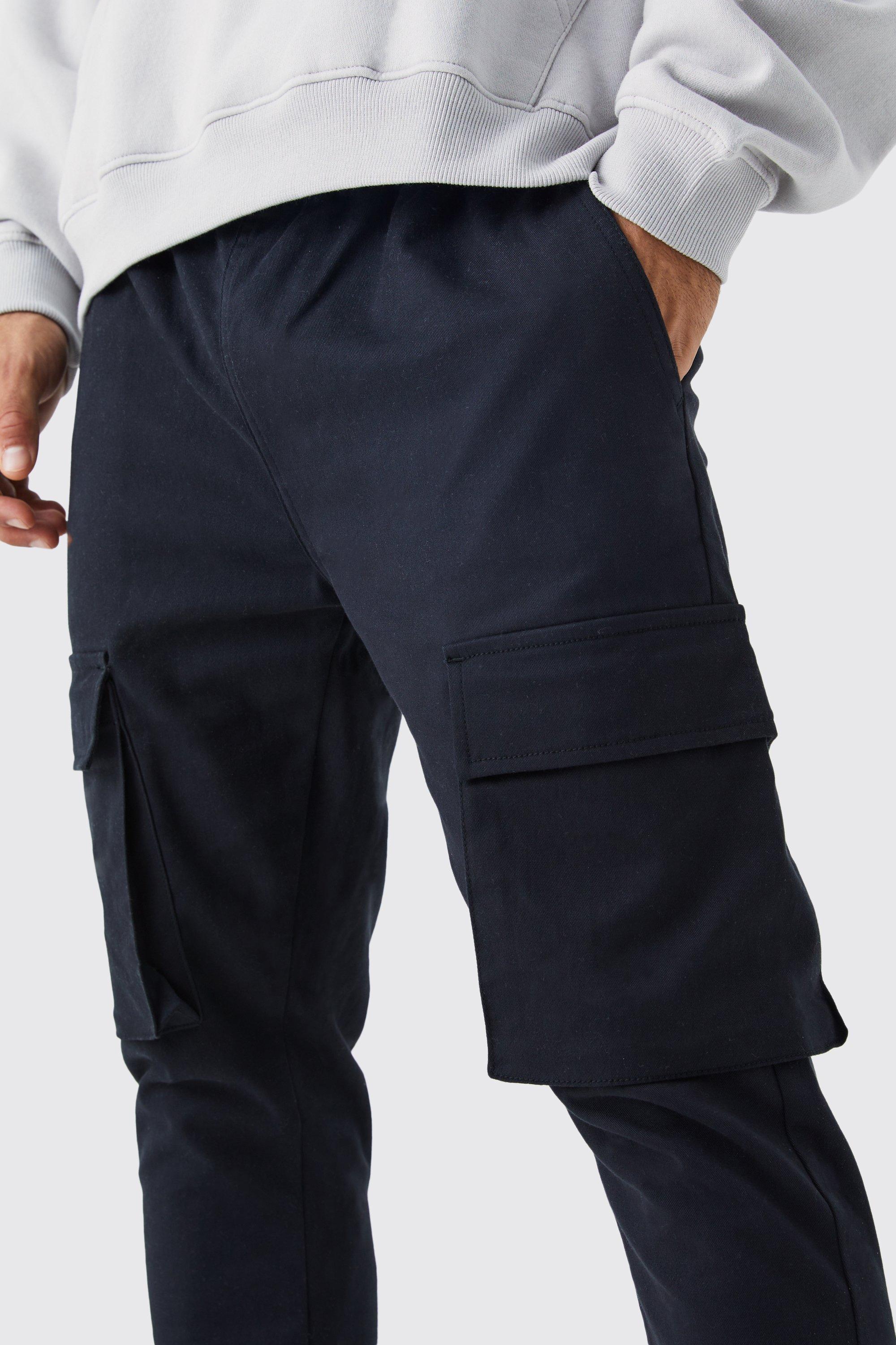 Men's Elastic Waist Skinny Fit Cargo Trouser