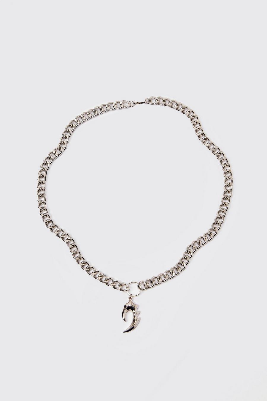 Silver Pendant Detail Chain Necklace