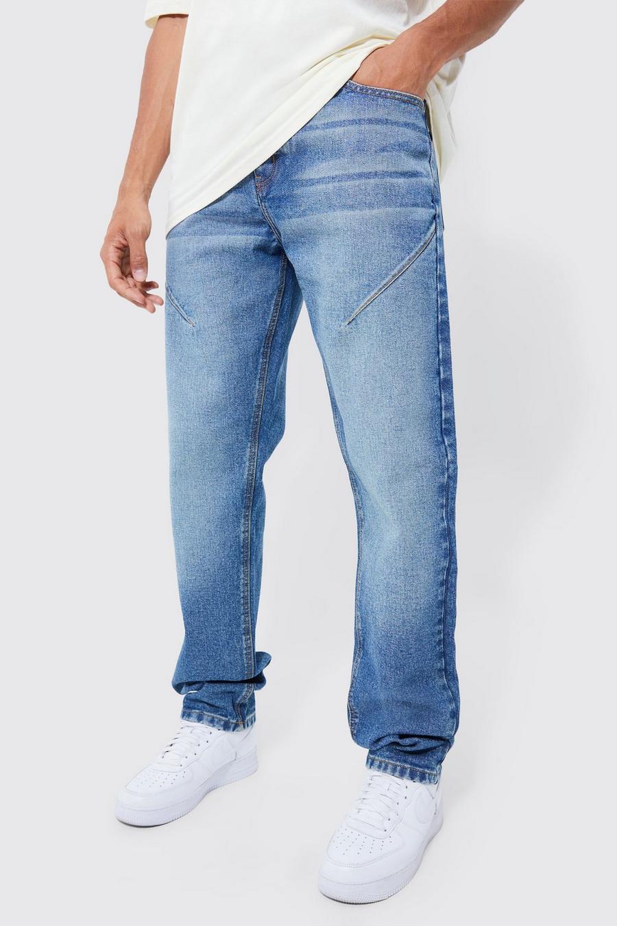Mid blue Tall Straight Rigid Seam Detail Jeans
