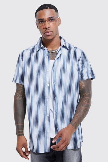 Short Sleeve Abstract Stripe Shirt black