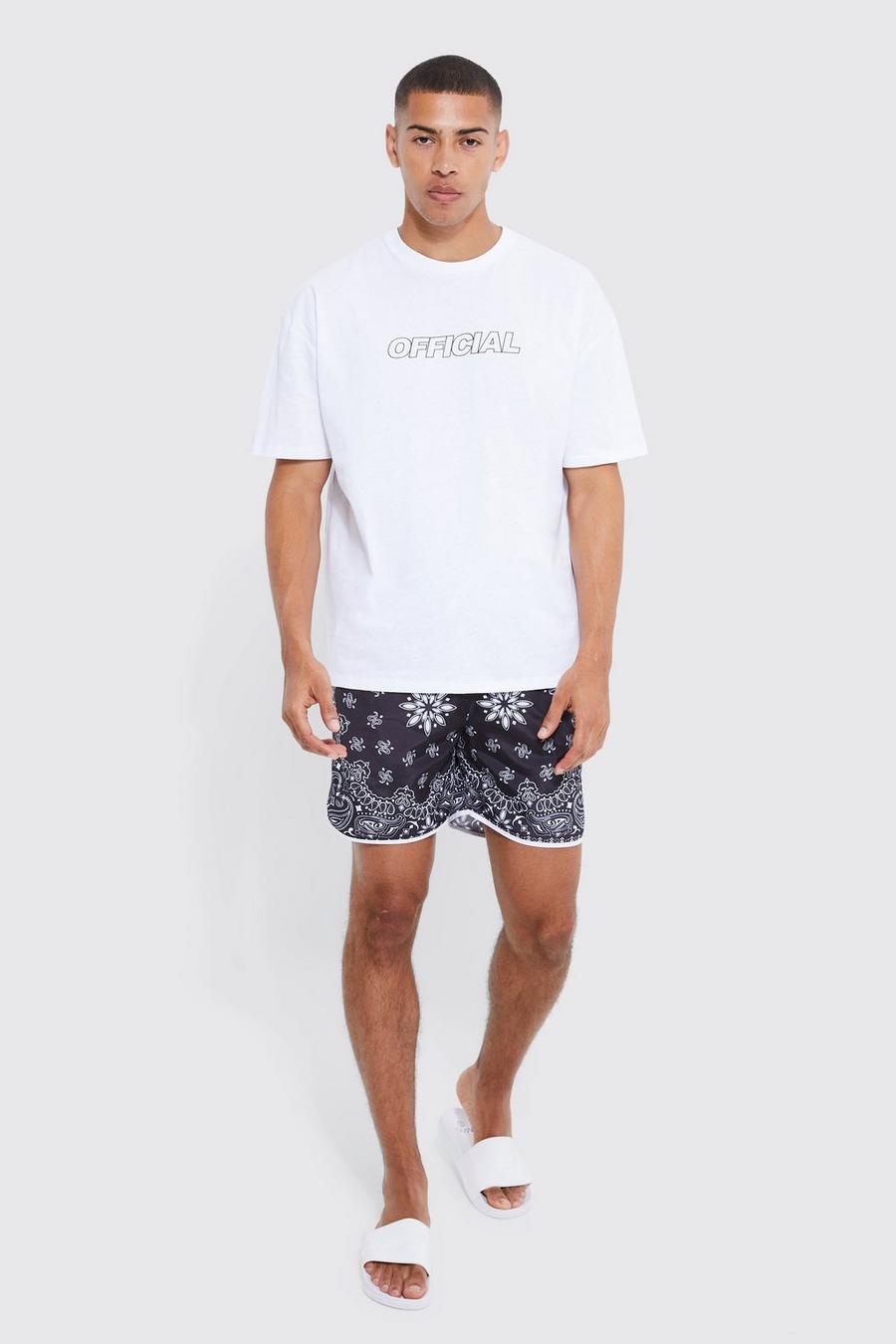 Black nero Oversized Official Tshirt & Bandana Swim Set