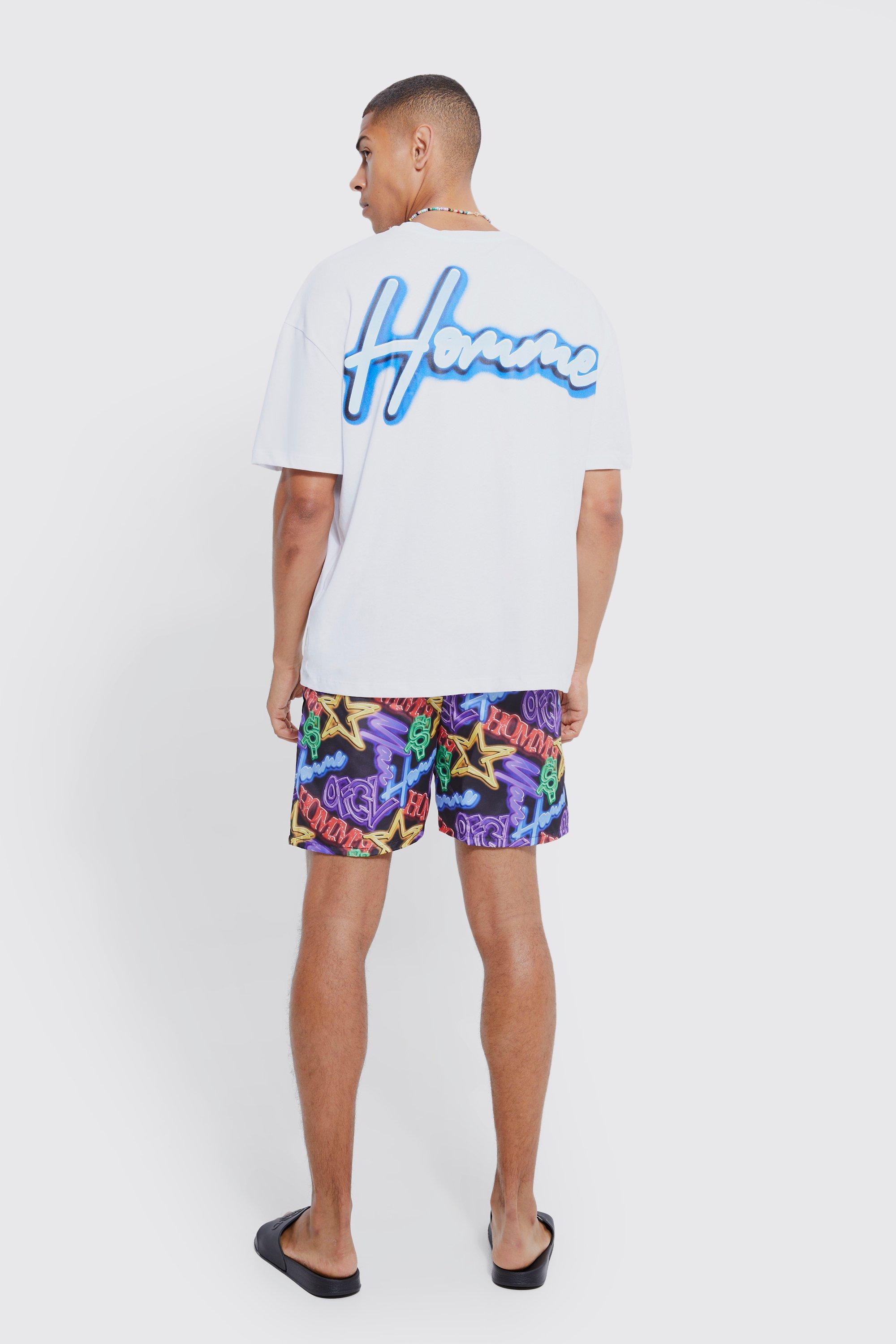 Oversized Homme T-shirt & Swim Short Set