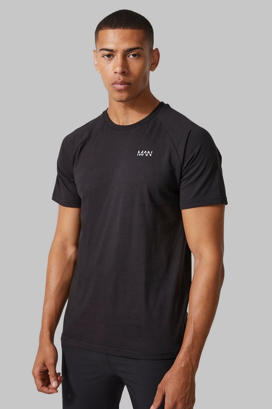 Black schwarz Man Active Basic Fitness T-Shirt