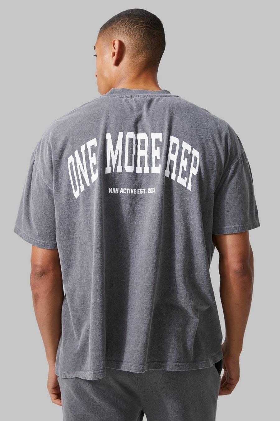 Charcoal grå Man Active Oversized Overdye Rep T-shirt