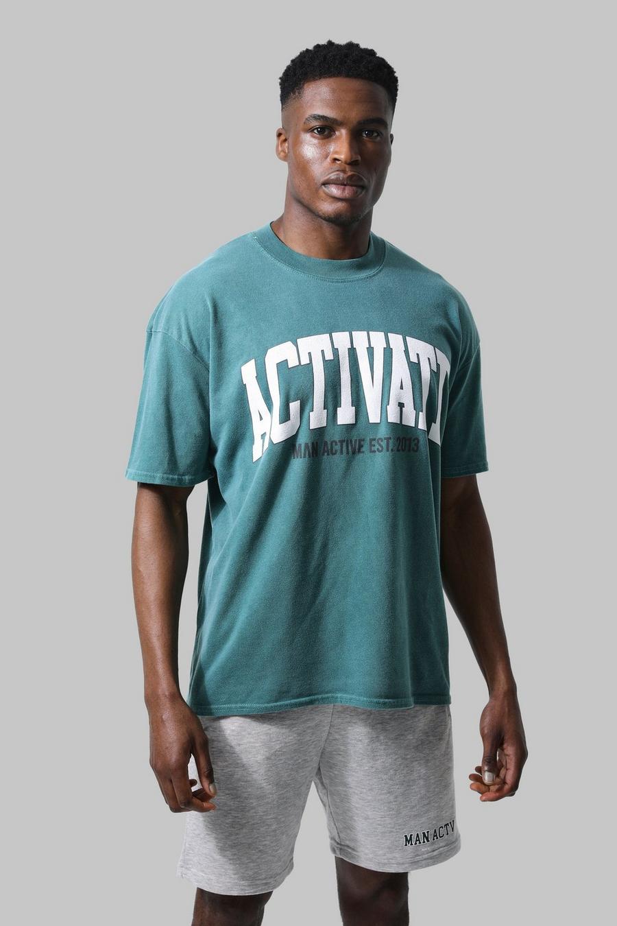 Teal green Man Active Overdye Activate T-shirt