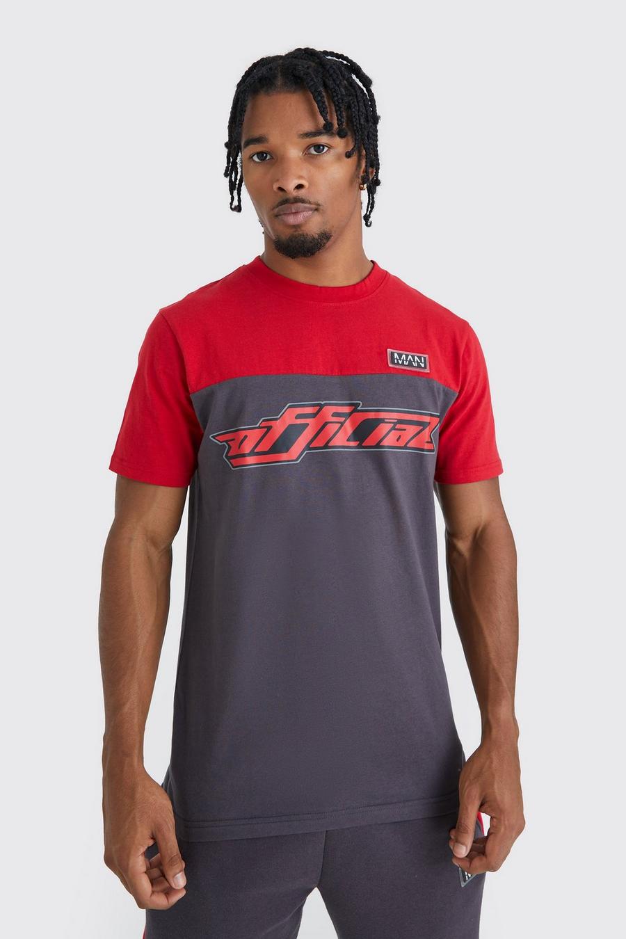 Official Slim-Fit Colorblock T-Shirt, Red image number 1