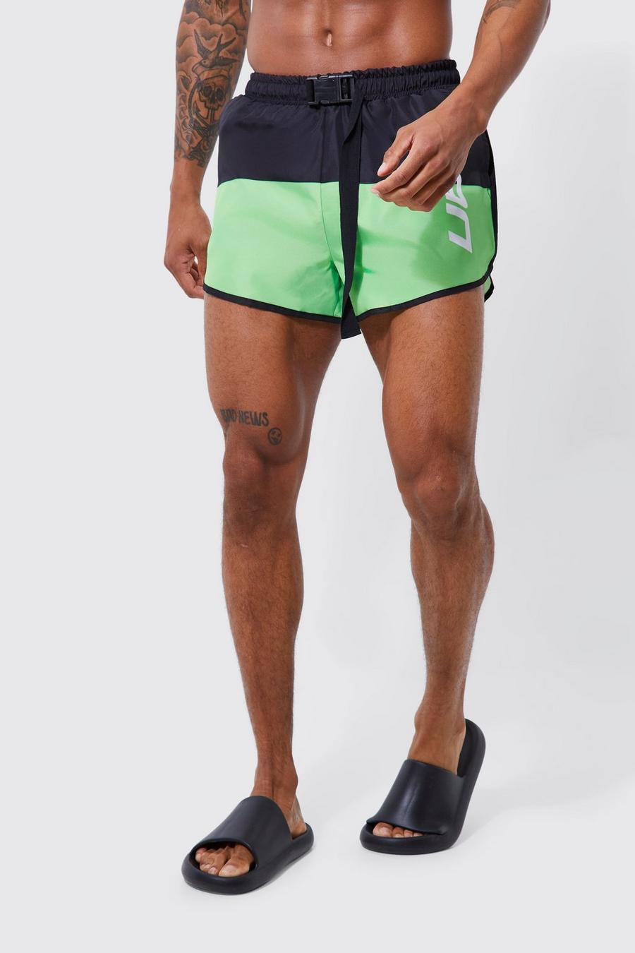 Black noir Runner Man Colourblock Swim Shorts