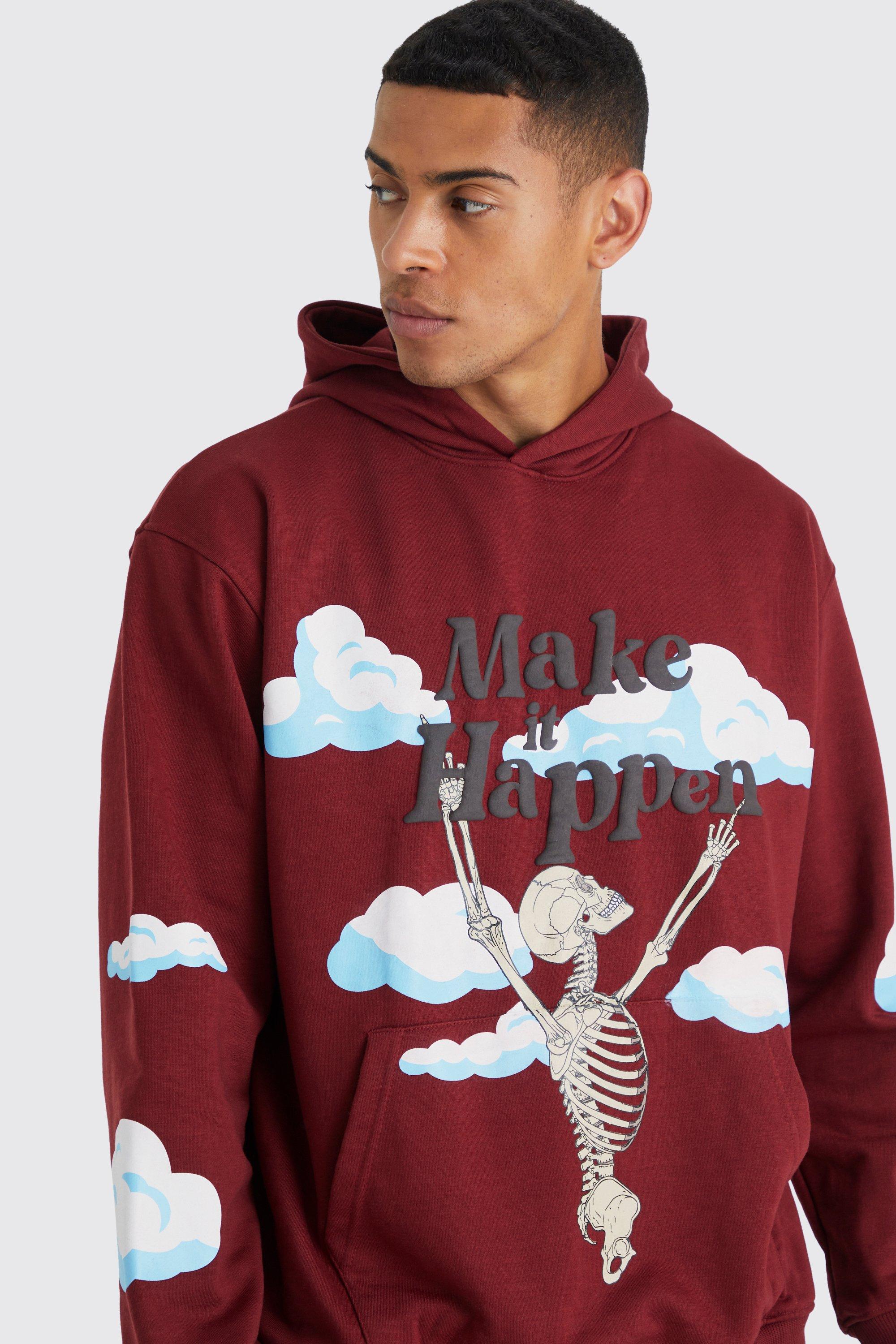 Rose and Skeleton Graphic Hoodie