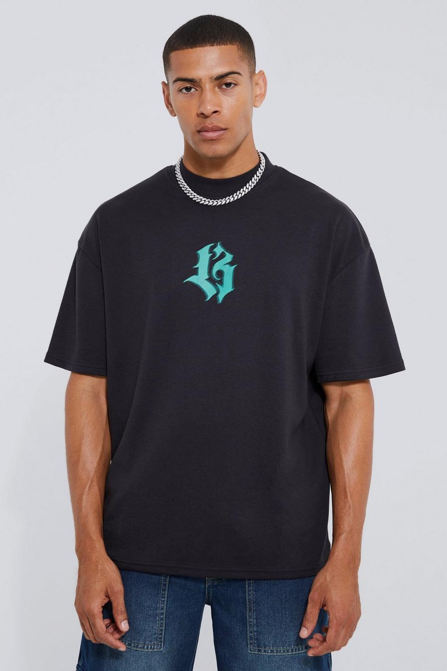 Black Oversized Interlock 13 Homme Graphic T-shirt