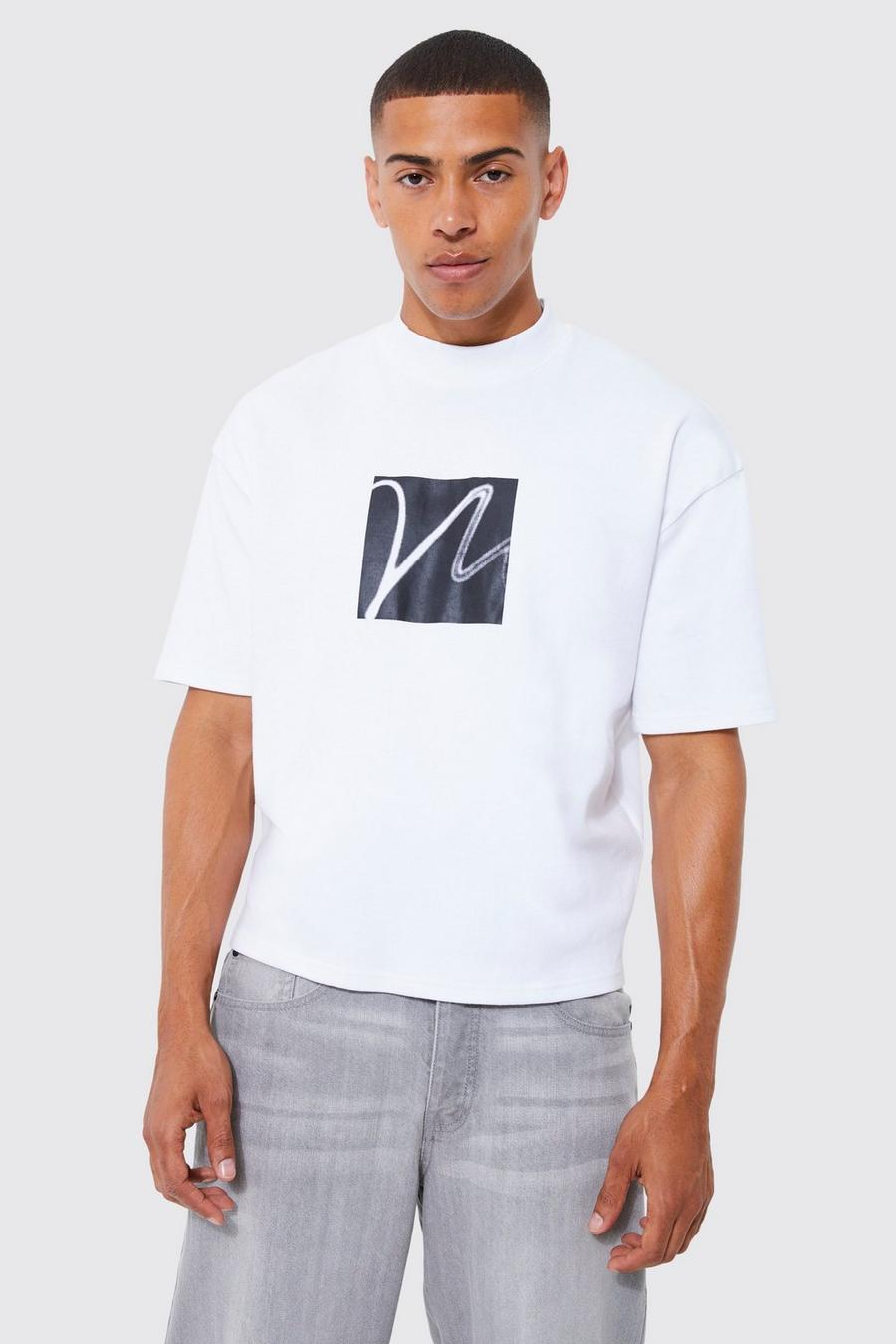 T-shirt oversize imprimé abstrait, White weiß