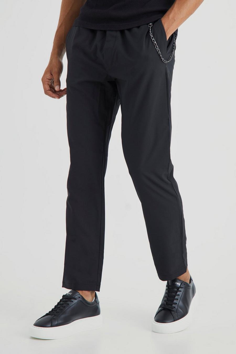 Elastische Slim-Fit Hose mit 4-Way Stretch, Black