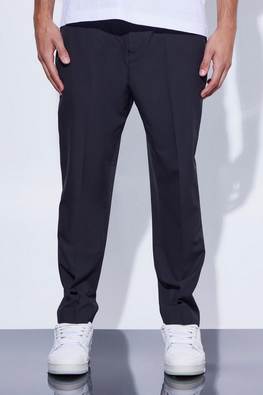 Black High Rise 4 Way Stretch Tapered Trousers image number 1