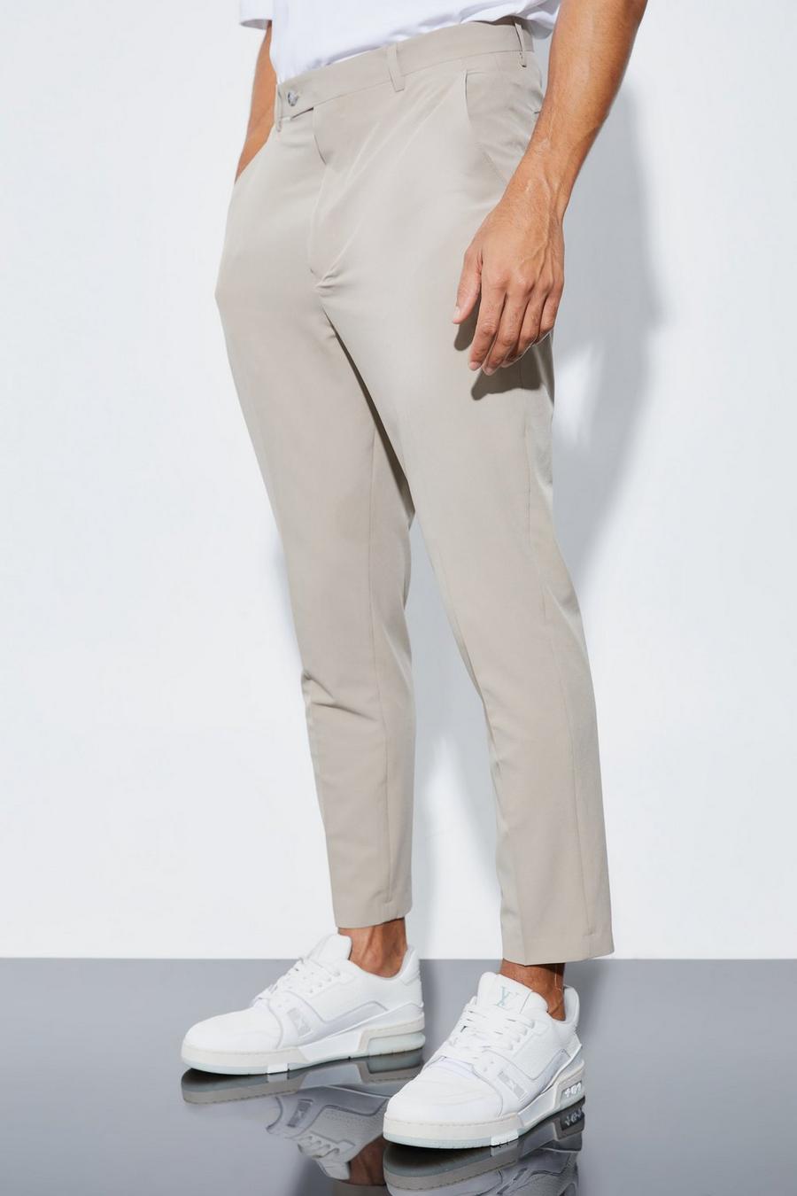 Taupe beige High Rise 4 Way Stretch Tapered Trousers image number 1