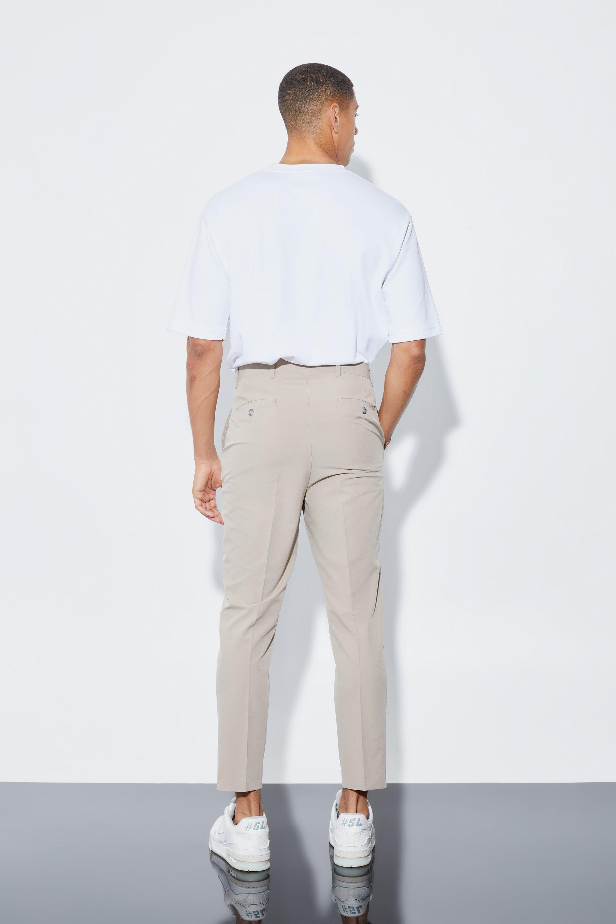 Mens white hot sale tapered trousers