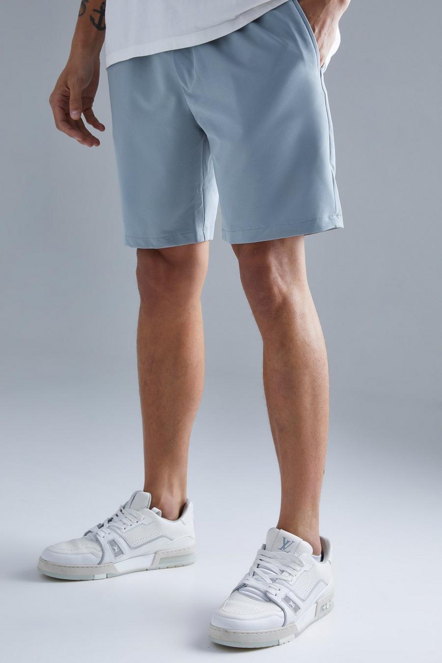 Light grey Elasticated Slim 4 Way Stretch Smart Shorts image number 1
