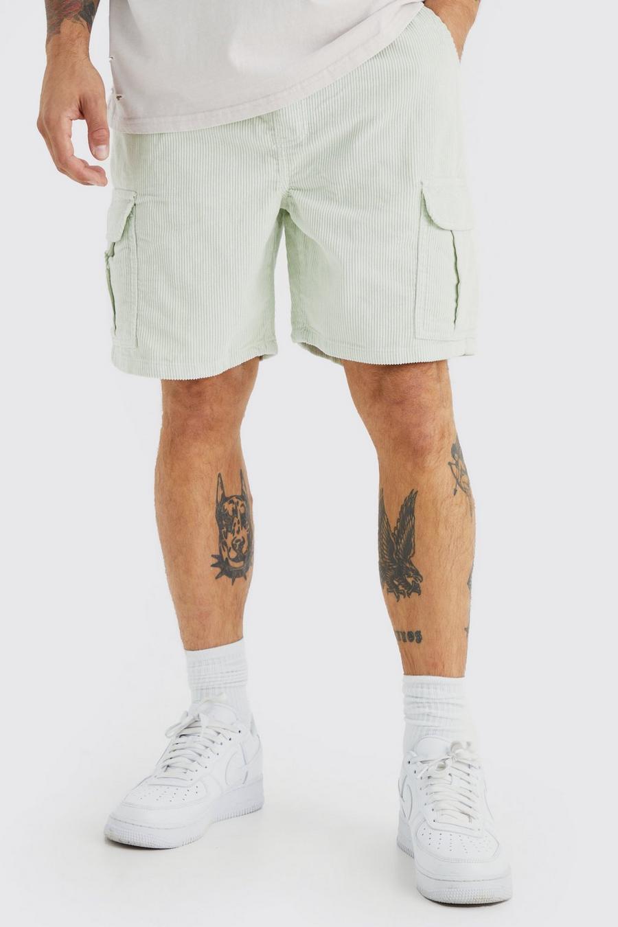 Sage Relaxed Fit Cord Cargo Shorts image number 1