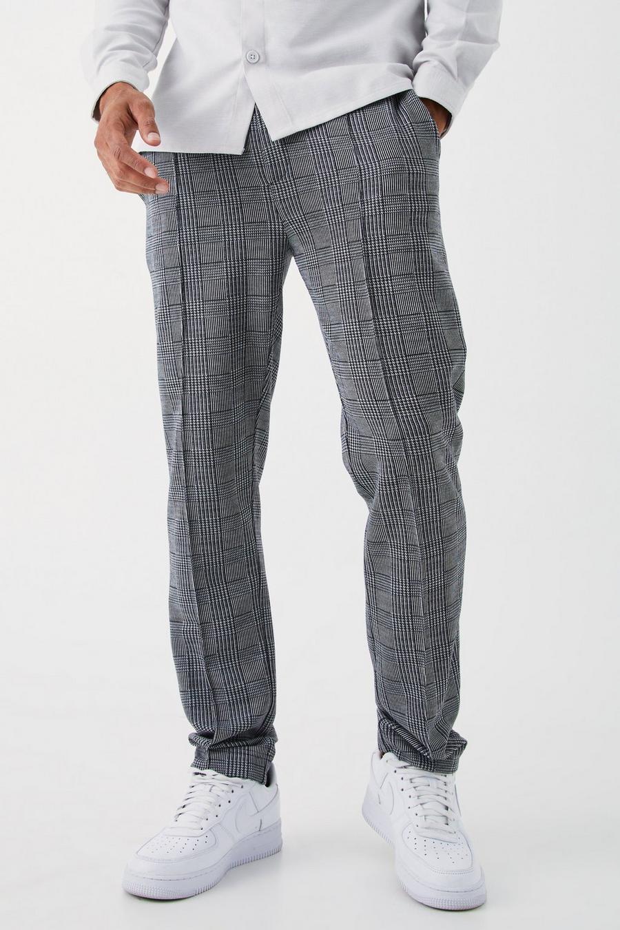 Black negro Slim Smart Check Jersey Pintuck Jogger Trousers image number 1