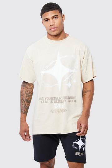 Oversized Star Puff Print T-shirt & Short Set sand