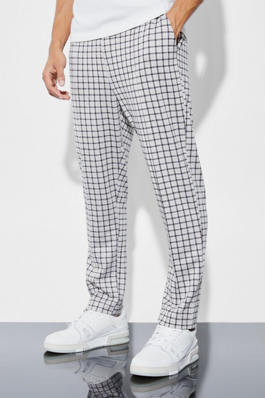Multi Elasticated Tapered Pintuck Check Trousers