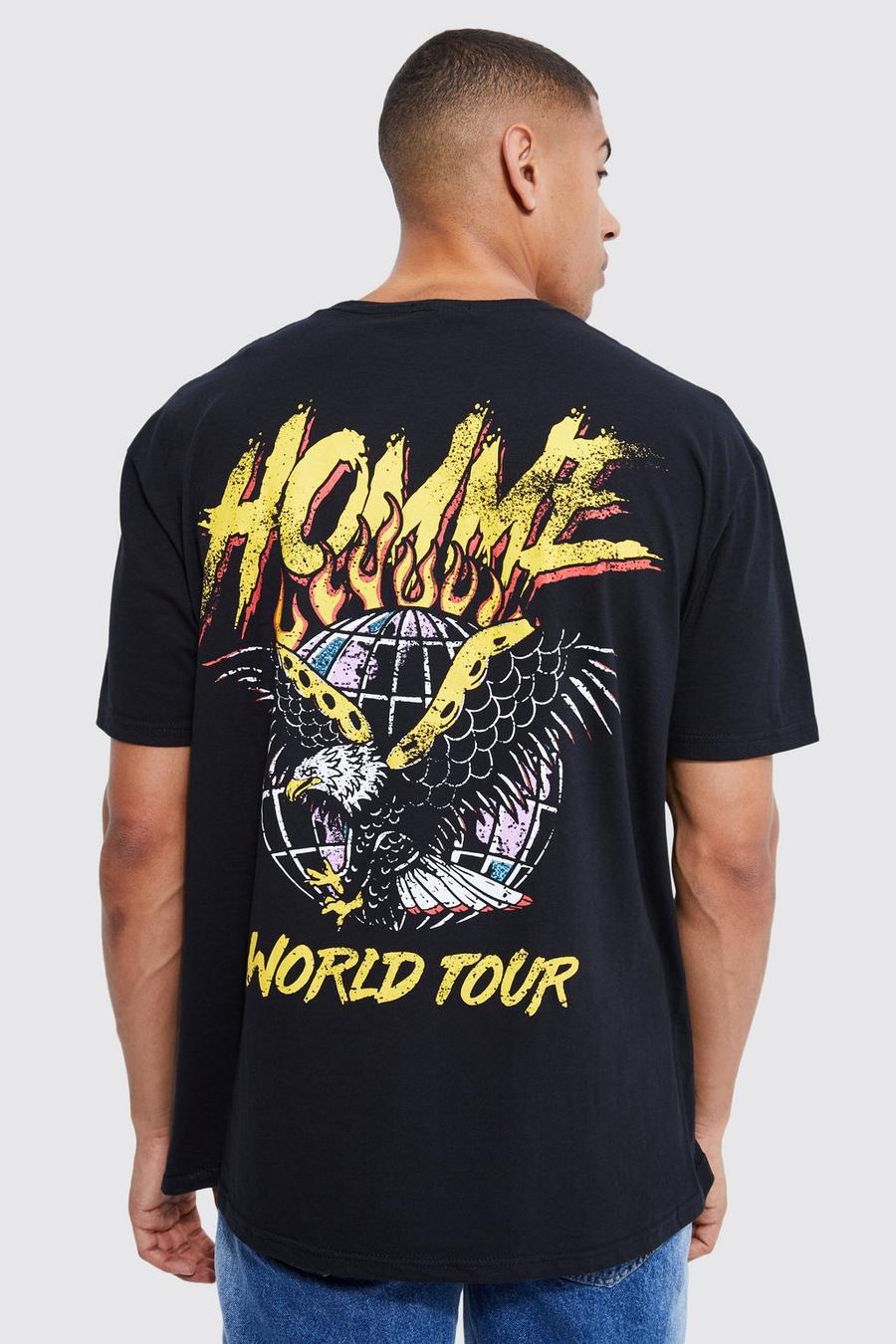 Oversize T-Shirt mit Homme Adler-Print, Black image number 1