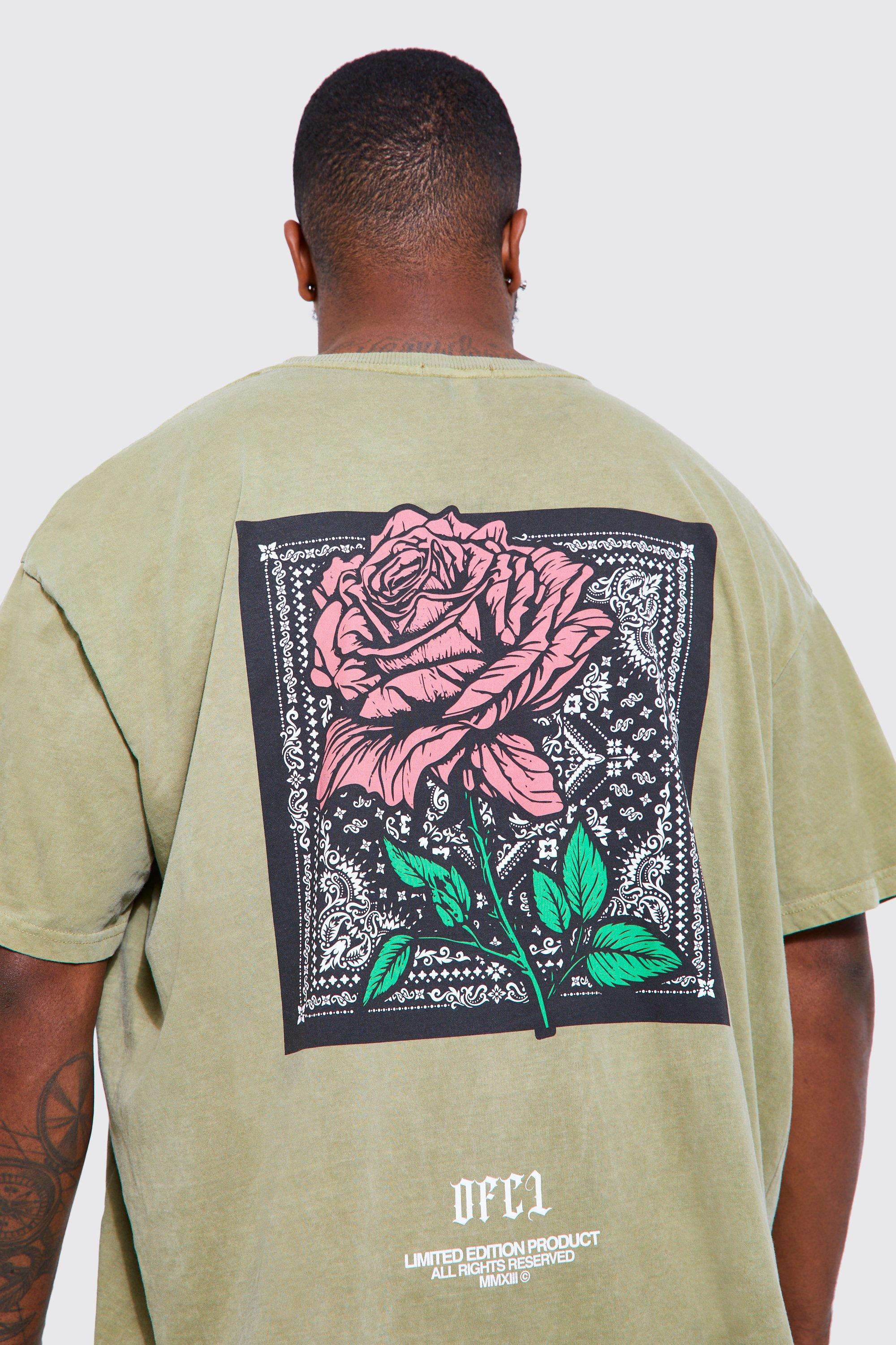 Plus Oversized Rose Back Graphic T-shirt