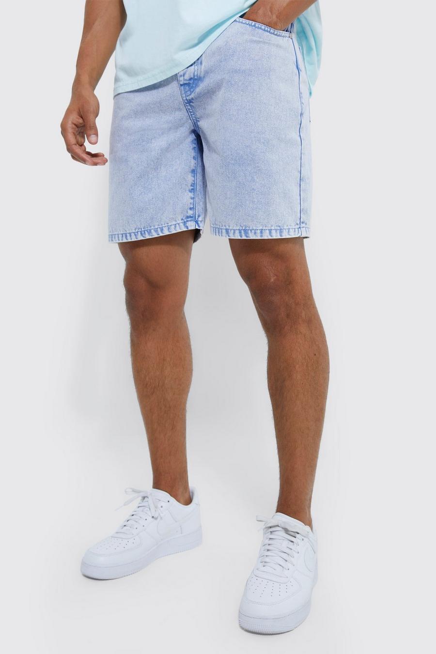 Pale blue Skate Fit Tinted Denim Shorts