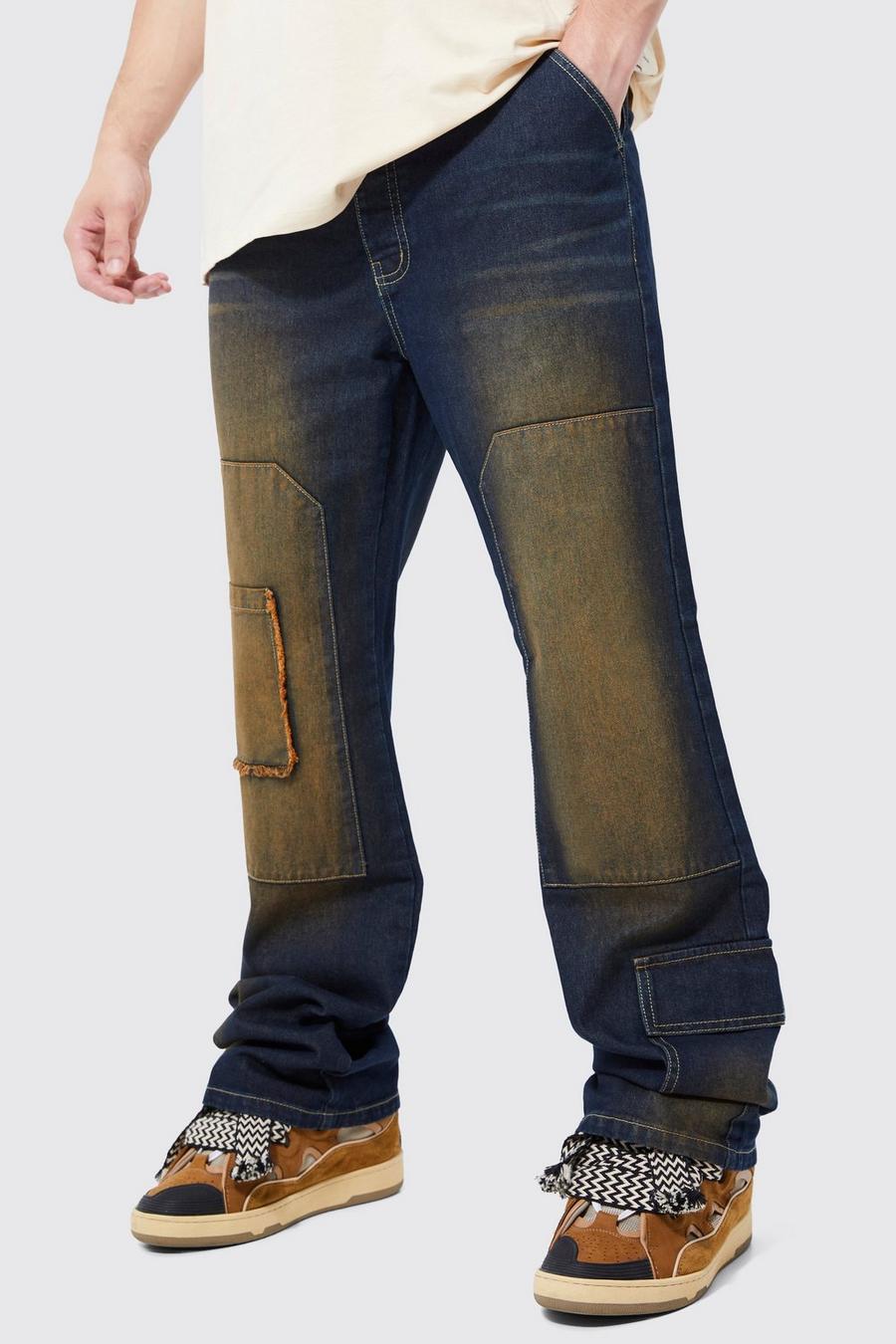 Green Tall Relaxed Flare Tinted Cargo Jean