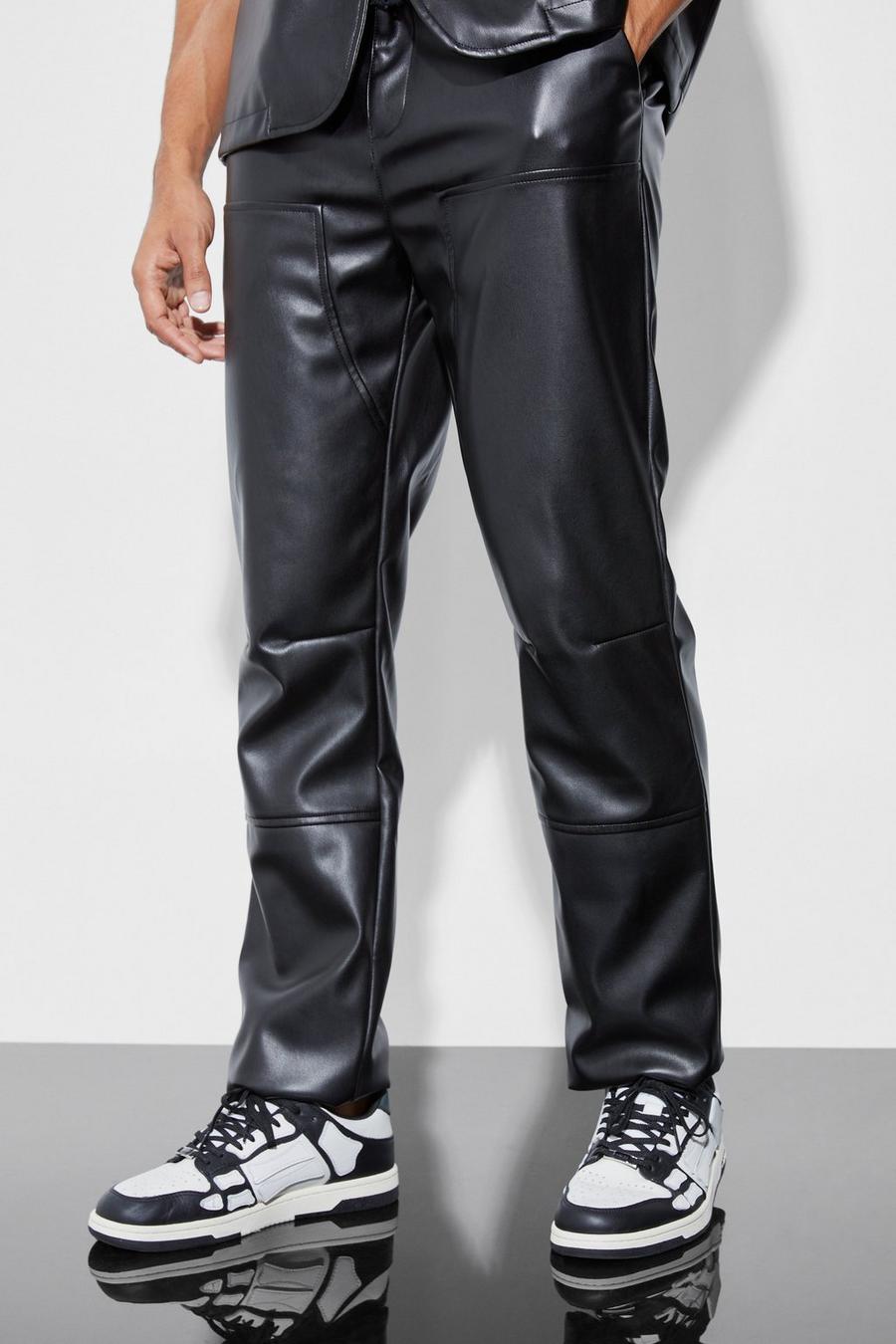 Black negro Pu Straight Leg Suit Trousers