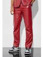 Red Pu Straight Leg Suit Trousers