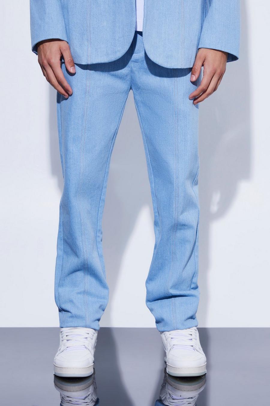 Antique blue Straight Leg Denim Suit Trousers image number 1