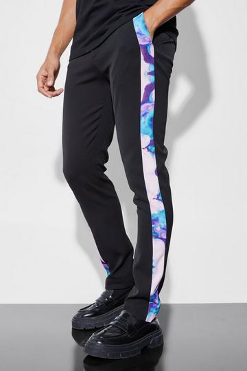 Skinny Dress Pants With Blurred Side Tape purple