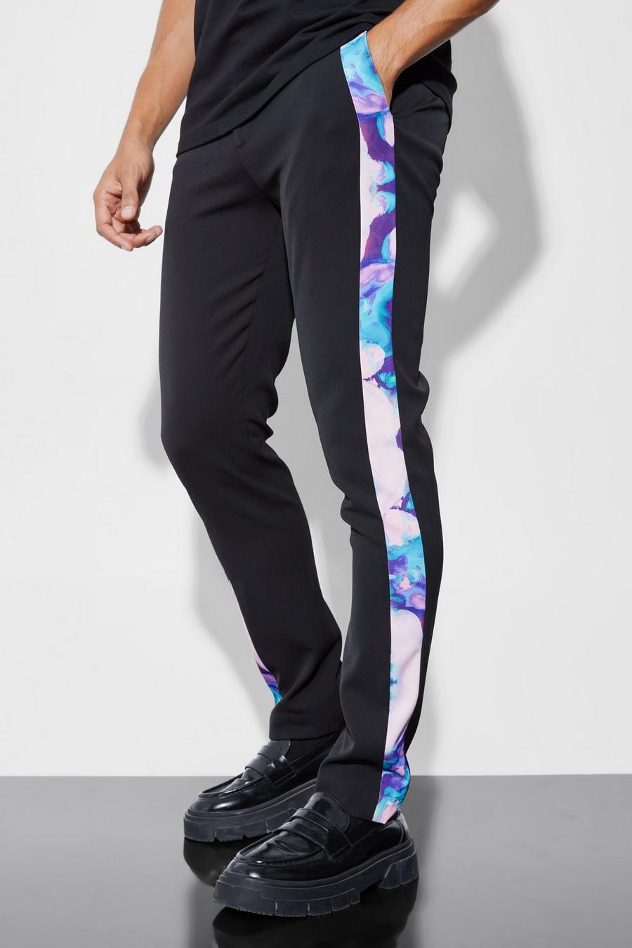 Purple lila Skinny Tailored Trousers With Blurred Side Tape